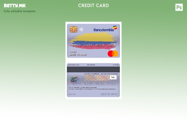 модерен стил Колумбија Банколумбија шаблон за мастер дебитна картичка